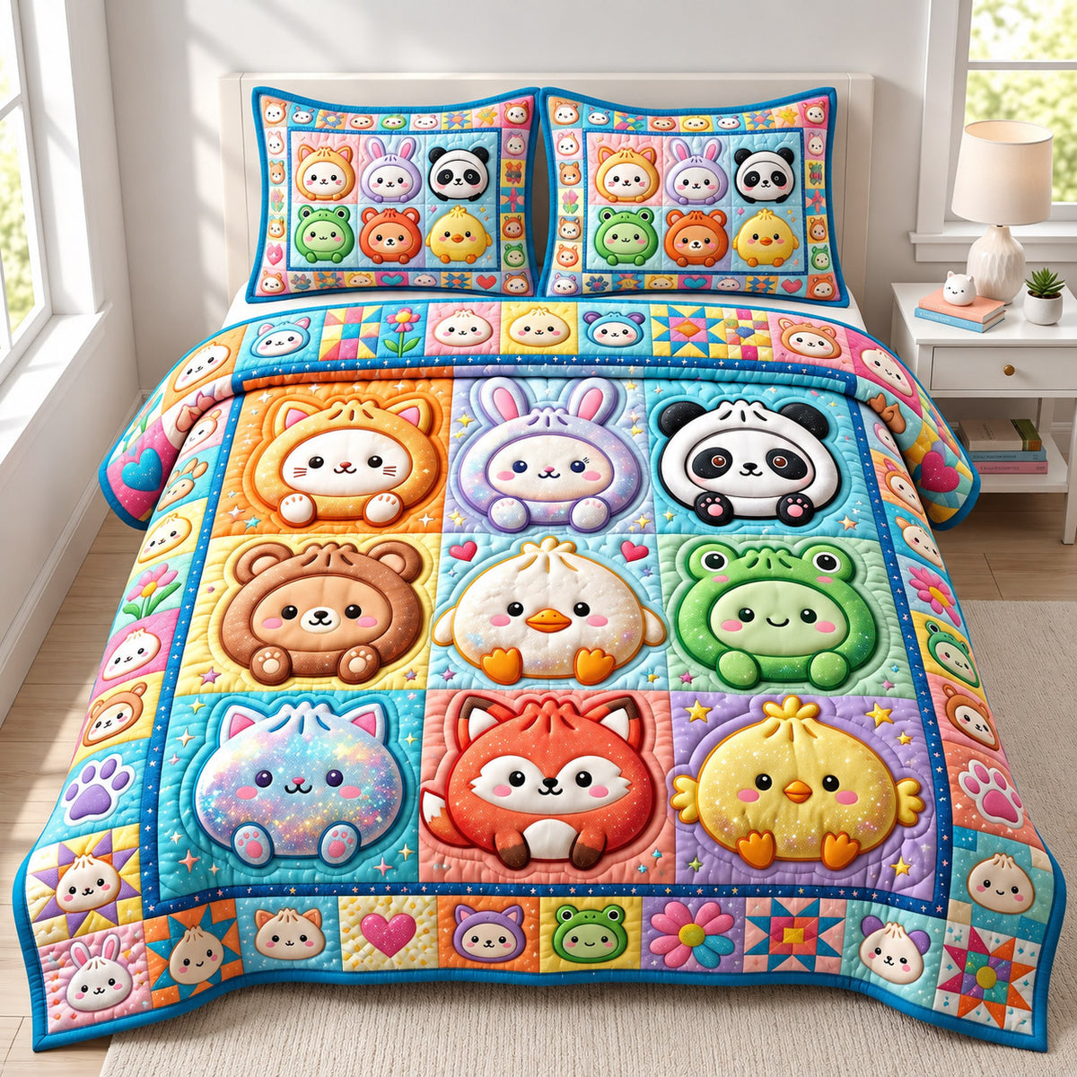 Dumpling Lover 3-Piece Quilted Bedding Set GFTONMU3073