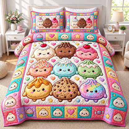 Dumpling Lover 3-Piece Quilted Bedding Set GFTONMU3075