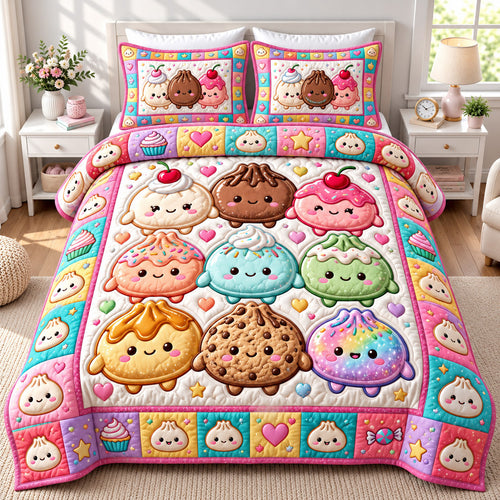Dumpling Lover 3-Piece Quilted Bedding Set GFTONMU3075