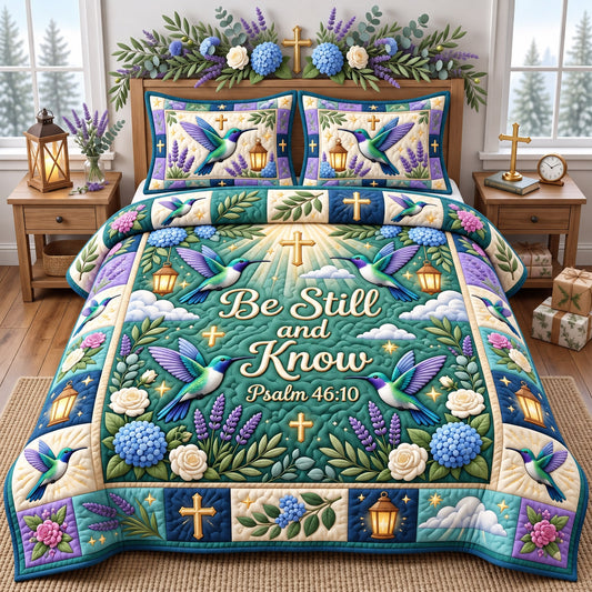 Christian Hummingbird 3-Piece Quilted Bedding Set GFTONMU3107