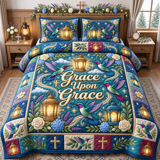 Christian Hummingbird 3-Piece Quilted Bedding Set GFTONMU3108