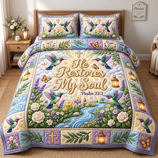 Christian Hummingbird 3-Piece Quilted Bedding Set GFTONMU3112