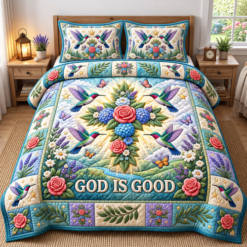 Christian Hummingbird 3-Piece Quilted Bedding Set GFTONMU3113