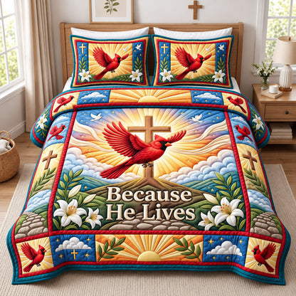 Christian Cardinal 3-Piece Quilted Bedding Set GFTONMU3115