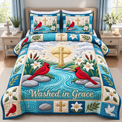 Christian Cardinal 3-Piece Quilted Bedding Set GFTONMU3117