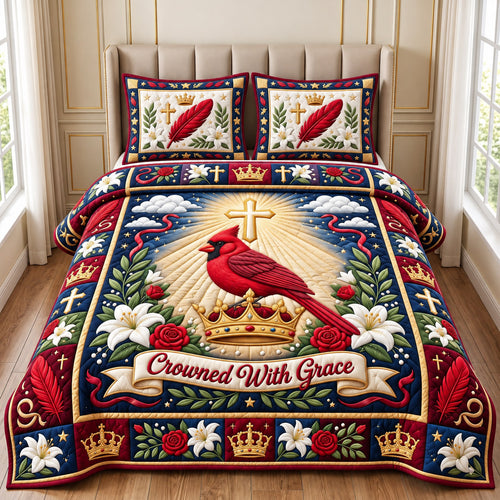 Christian Cardinal 3-Piece Quilted Bedding Set GFTONMU3120