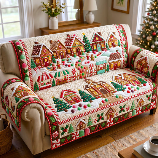 Christmas Village Quilted Sofa Cover GFTONMU3122