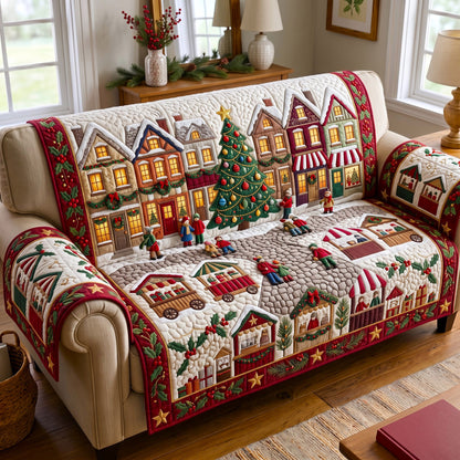 Christmas Village Quilted Sofa Cover GFTONMU3124
