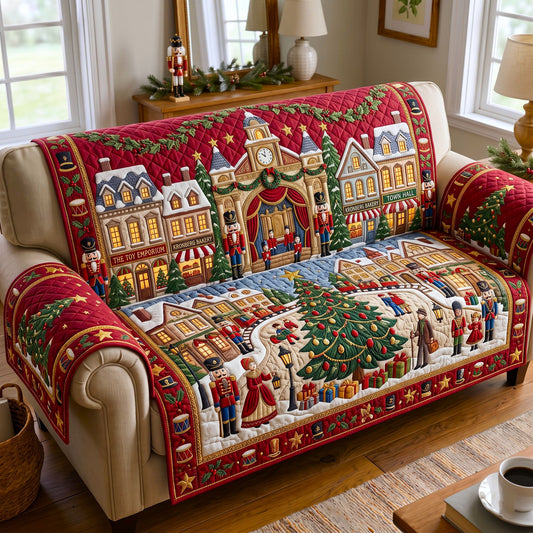 Christmas Village Quilted Sofa Cover GFTONMU3125
