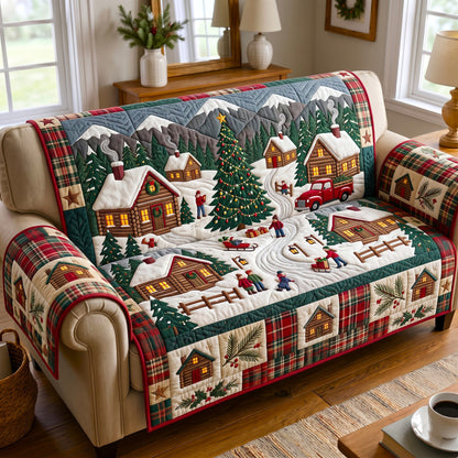 Christmas Village Quilted Sofa Cover GFTONMU3126
