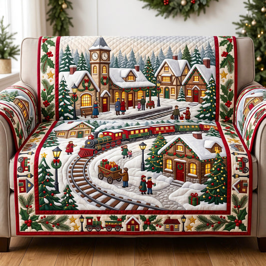 Christmas Village Quilted Sofa Cover GFTONMU3128