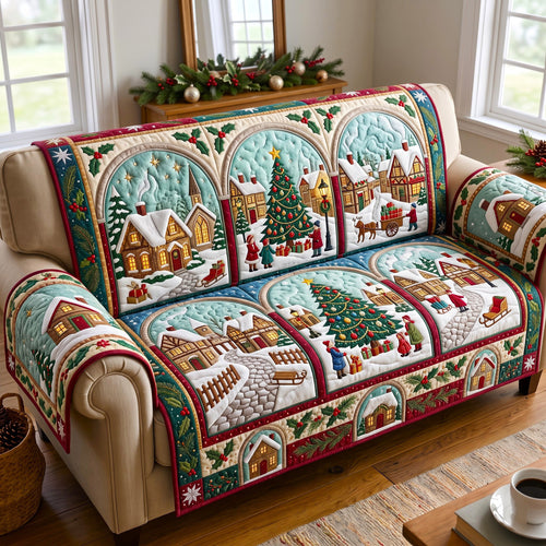 Christmas Village Quilted Sofa Cover GFTONMU3130
