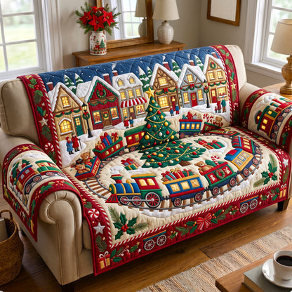 Christmas Village Quilted Sofa Cover GFTONMU3131