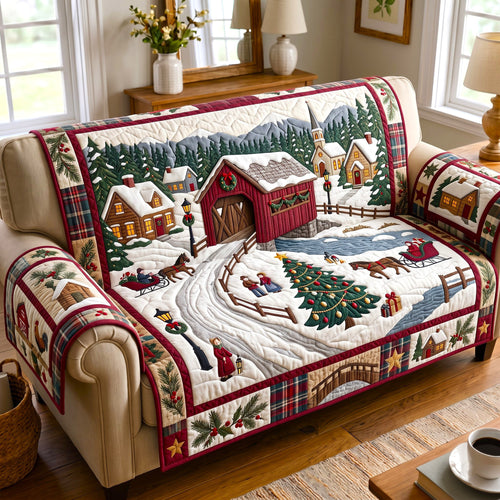 Christmas Village Quilted Sofa Cover GFTONMU3132