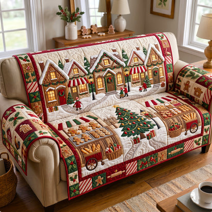 Christmas Village Quilted Sofa Cover GFTONMU3133