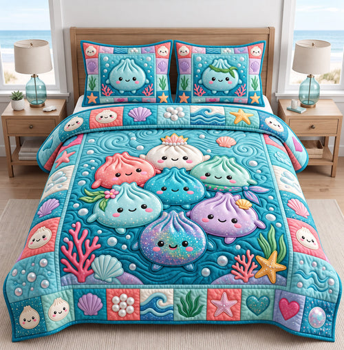 Dumpling Lover 3-Piece Quilted Bedding Set GFTONMU3148