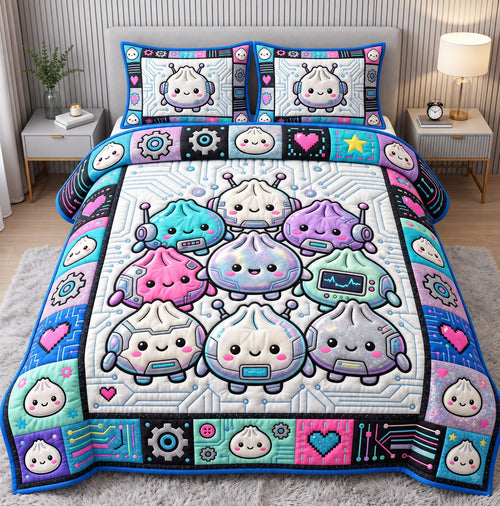 Dumpling Lover 3-Piece Quilted Bedding Set GFTONMU3150