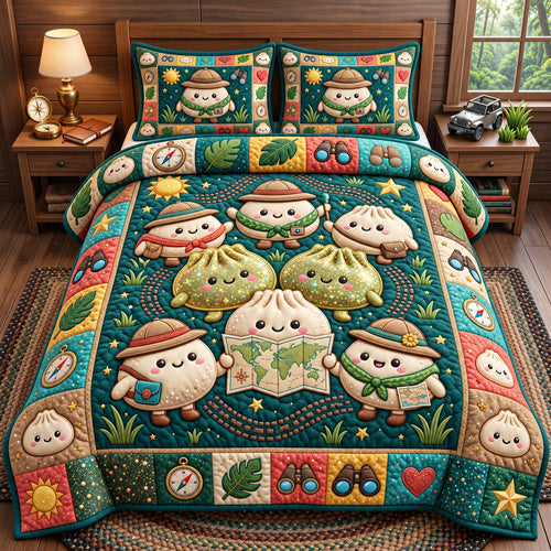 Dumpling Lover 3-Piece Quilted Bedding Set GFTONMU3152