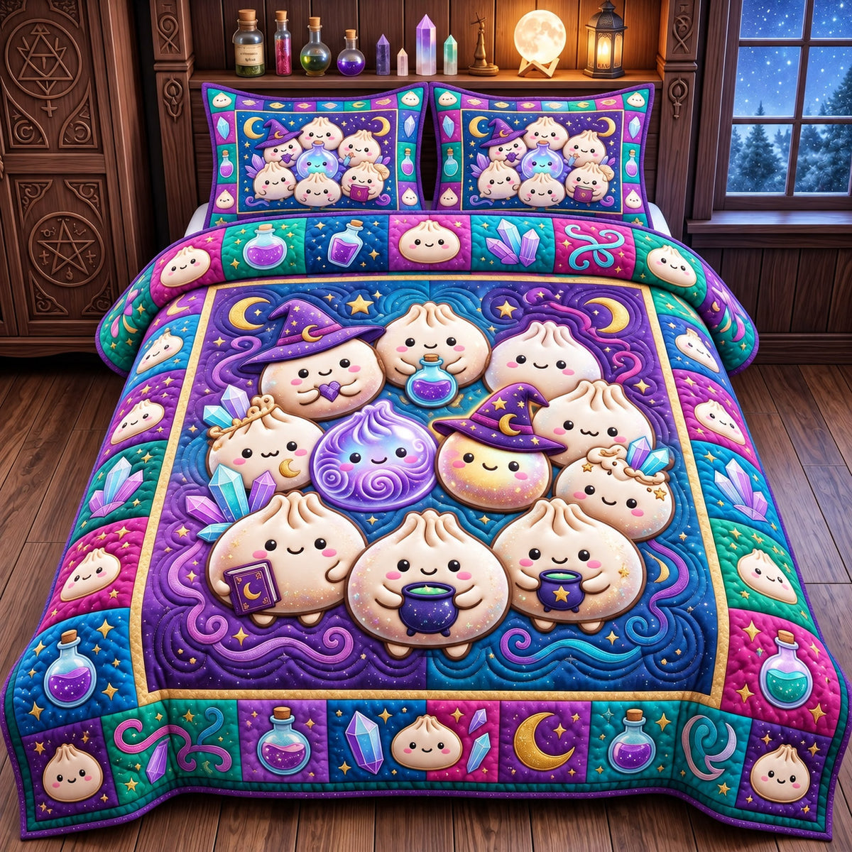 Dumpling Lover 3-Piece Quilted Bedding Set GFTONMU3153