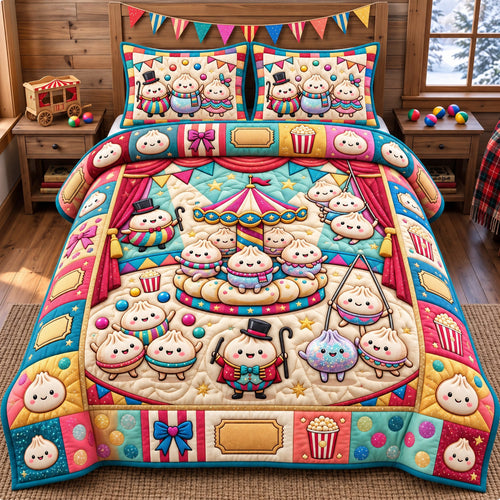 Dumpling Lover 3-Piece Quilted Bedding Set GFTONMU3154