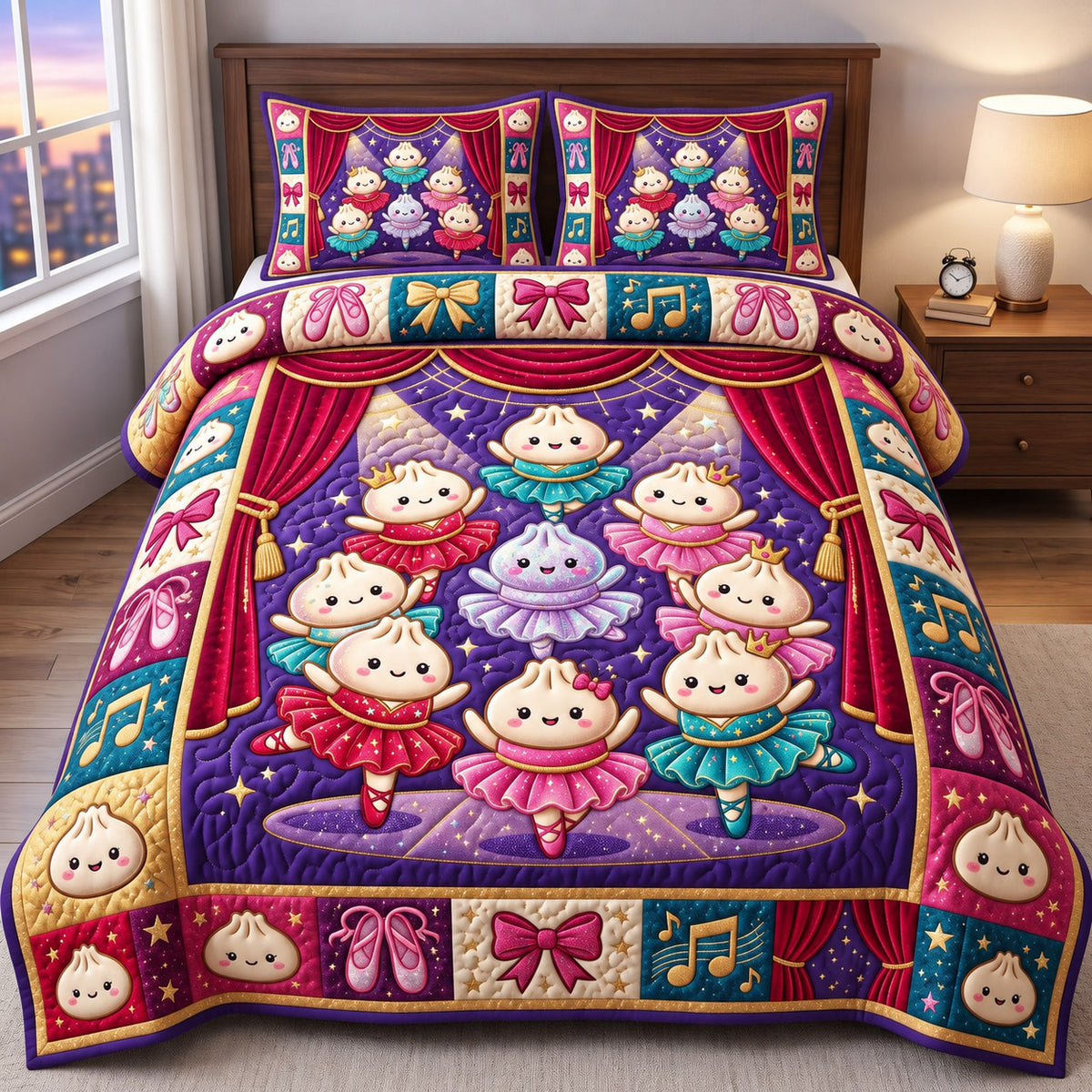 Dumpling Lover 3-Piece Quilted Bedding Set GFTONMU3155