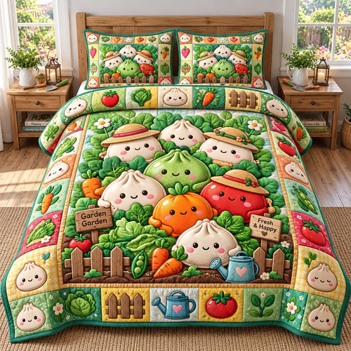 Dumpling Lover 3-Piece Quilted Bedding Set GFTONMU3156
