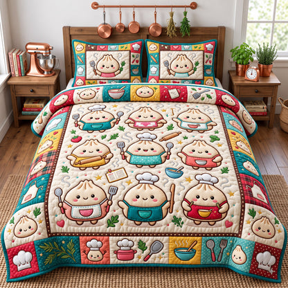 Dumpling Lover 3-Piece Quilted Bedding Set GFTONMU3157