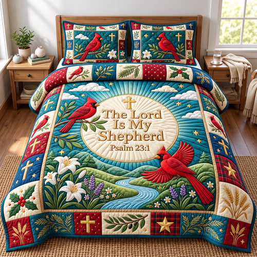 Cardinal Christian 3-Piece Quilted Bedding Set GFTONMU3180