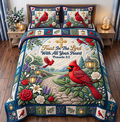 Cardinal Christian 3-Piece Quilted Bedding Set GFTONMU3181