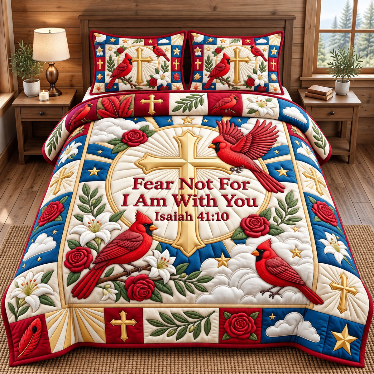 Cardinal Christian 3-Piece Quilted Bedding Set GFTONMU3182