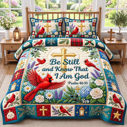 Cardinal Christian 3-Piece Quilted Bedding Set GFTONMU3183