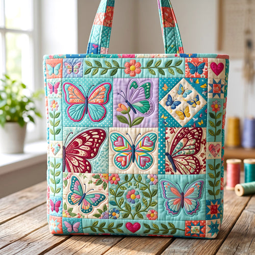 Butterfly Patchwork Quilted Tote Bag GFTONMU3206
