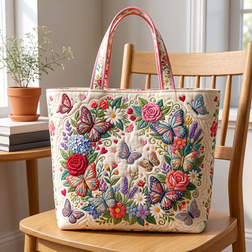 Butterfly Patchwork Quilted Tote Bag GFTONMU3208