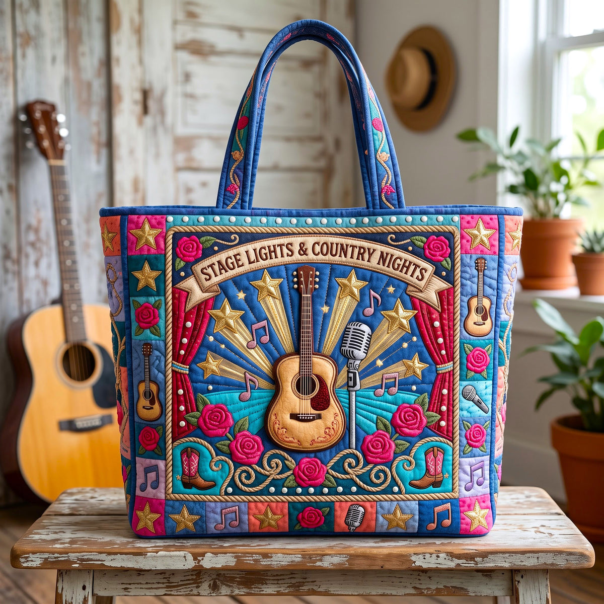 Country Music Quilted Tote Bag GFTONMU3213
