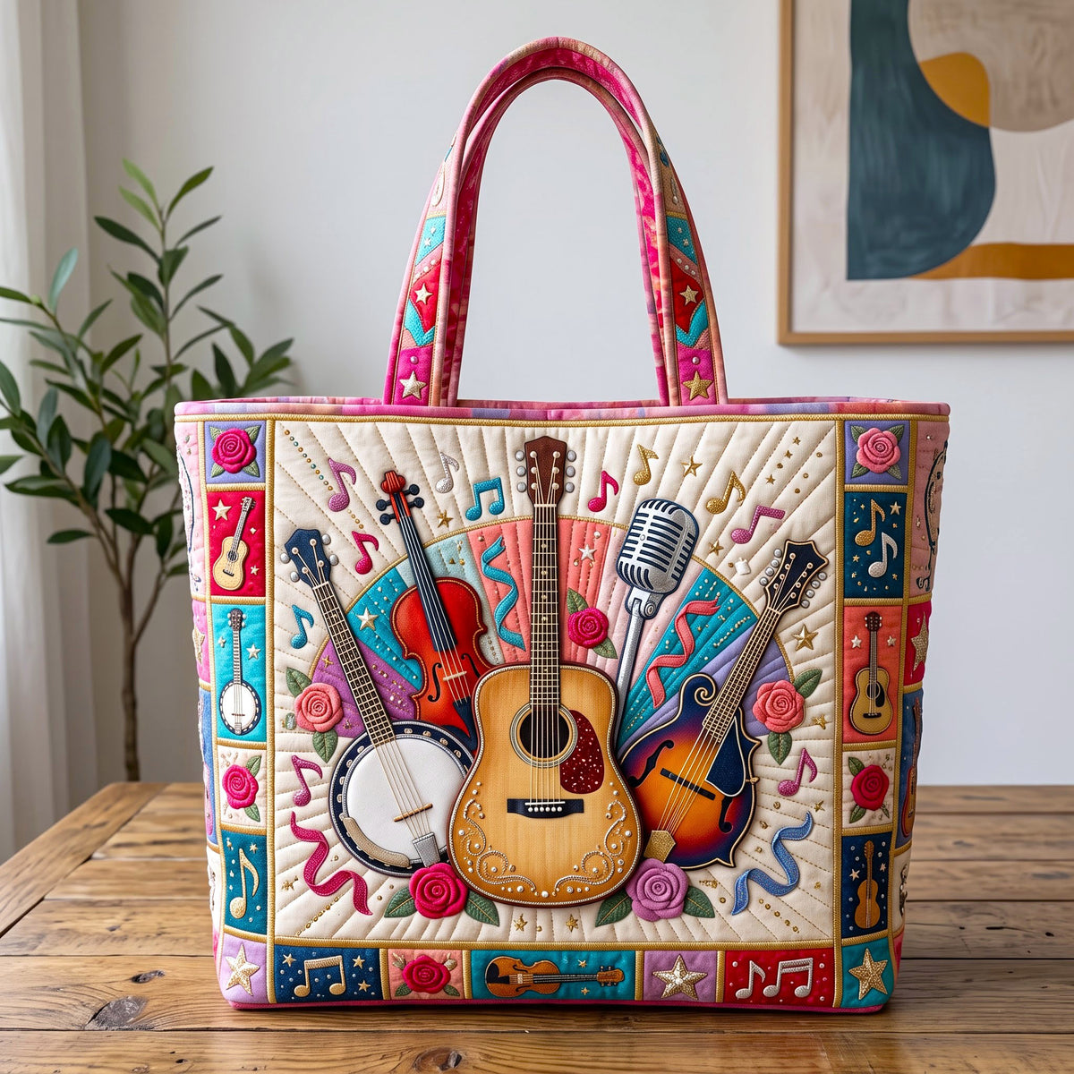 Country Music Quilted Tote Bag GFTONMU3214