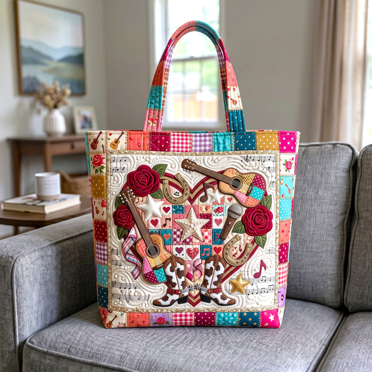 Country Music Quilted Tote Bag GFTONMU3215