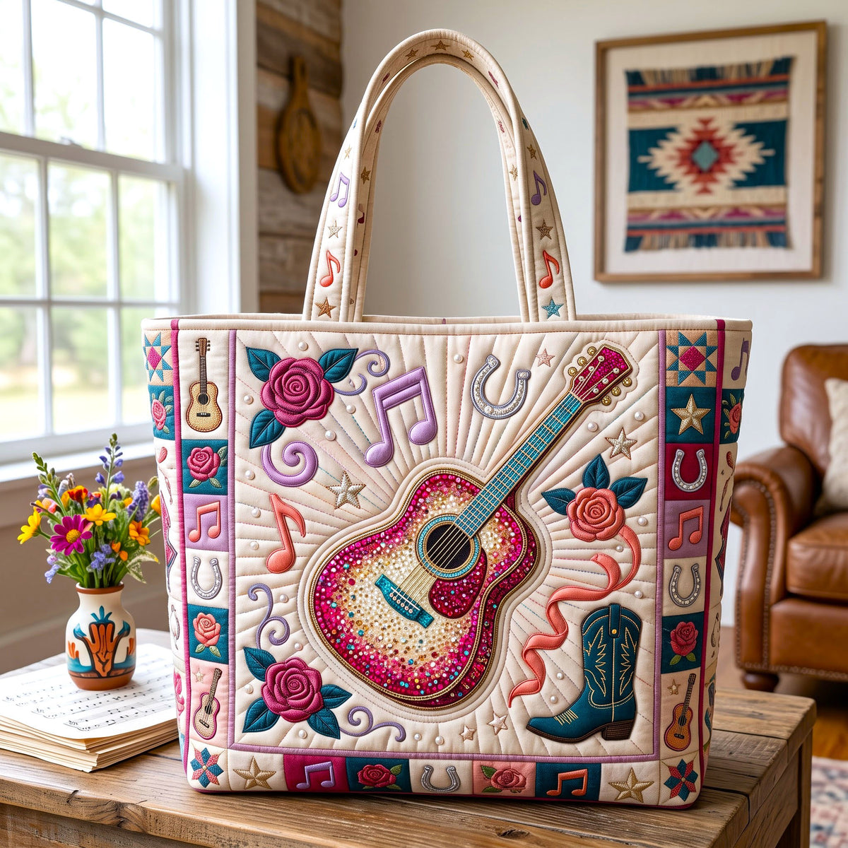Country Music Quilted Tote Bag GFTONMU3216