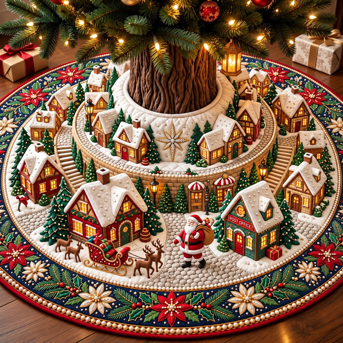Santa Claus Quilted Tree Skirt GFTONMU3219