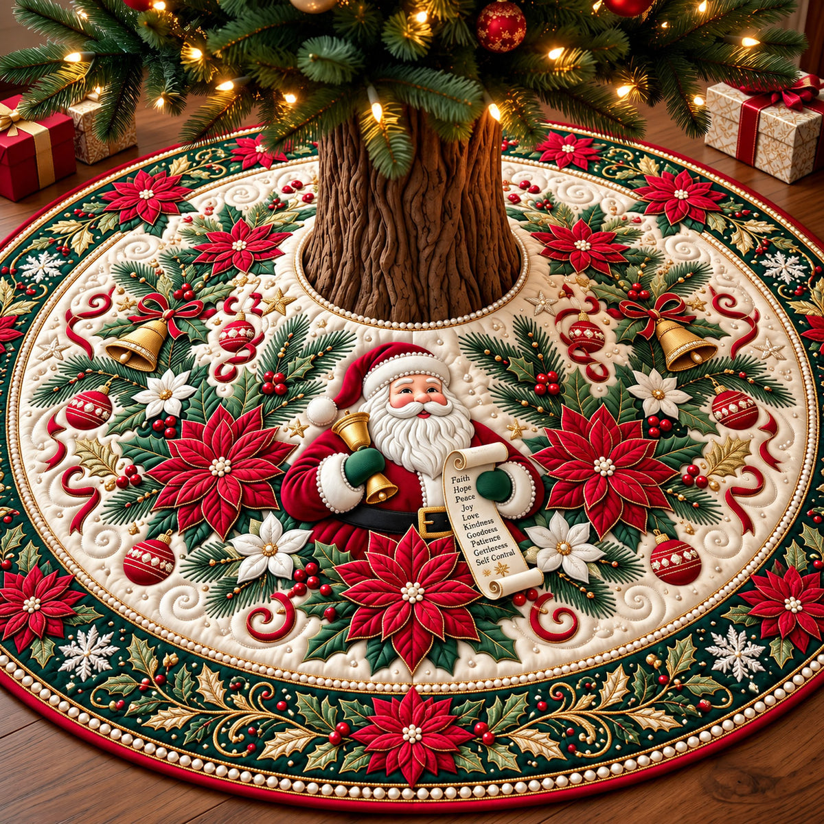Santa Claus Quilted Tree Skirt GFTONMU3221