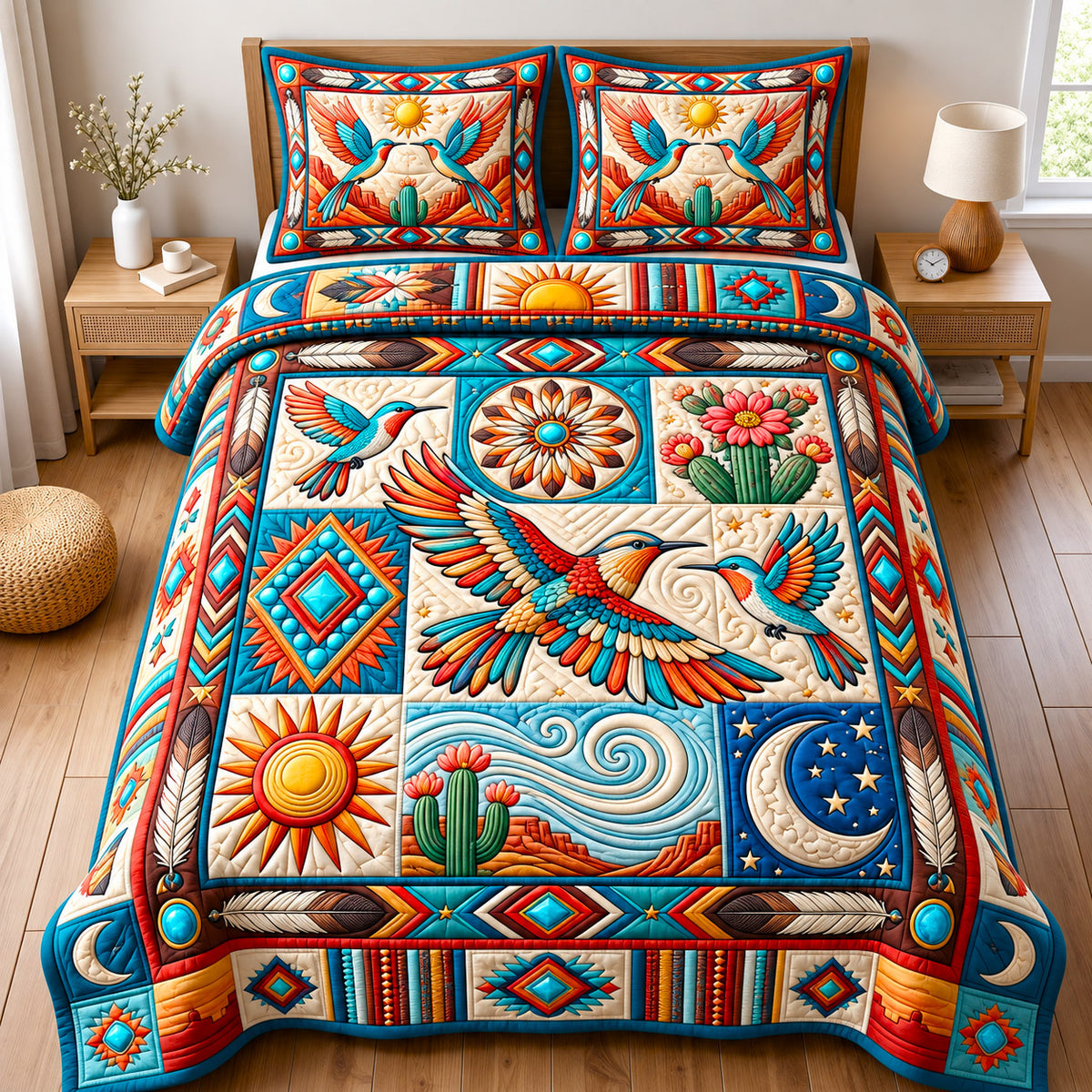 Sacred Bird 3-Piece Quilted Bedding Set GFTONMU3246