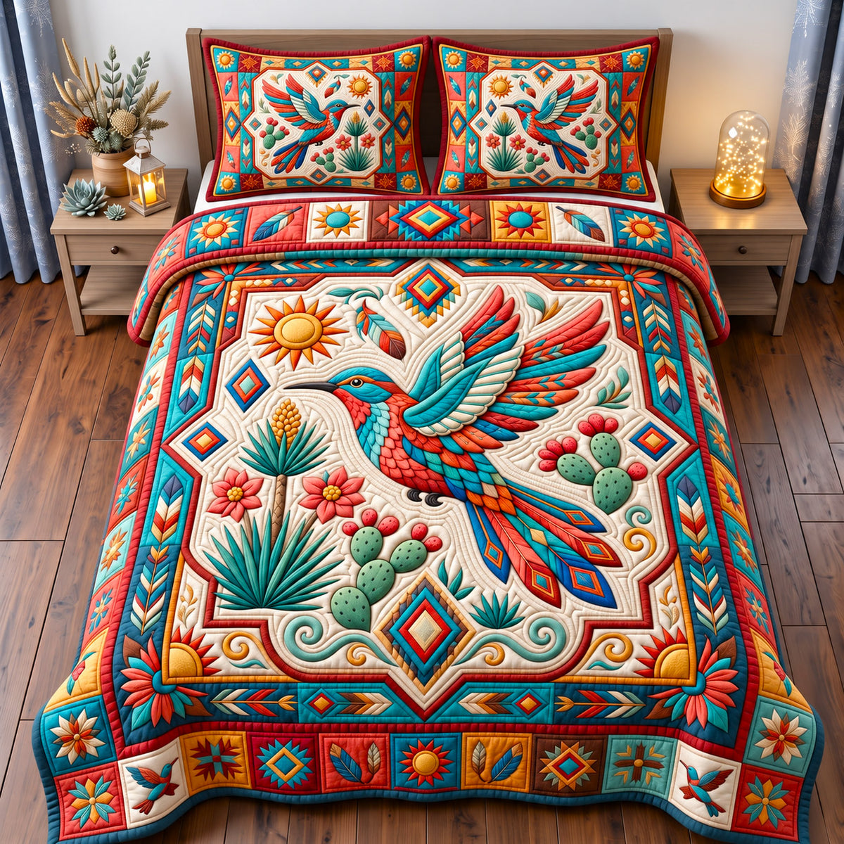 Sacred Bird 3-Piece Quilted Bedding Set GFTONMU3252