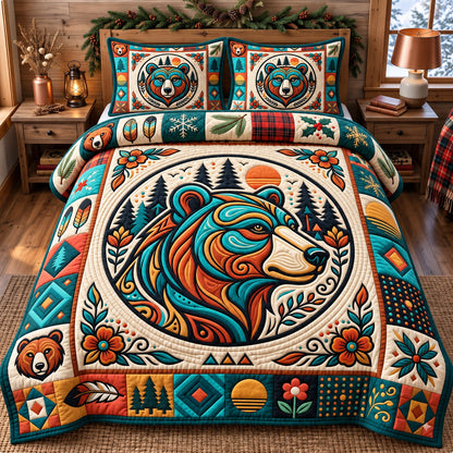 Native Bear 3-Piece Quilted Bedding Set GFTONMU3253