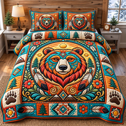 Native Bear 3-Piece Quilted Bedding Set GFTONMU3256