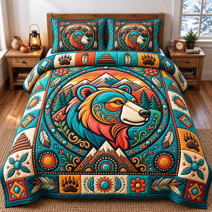 Native Bear 3-Piece Quilted Bedding Set GFTONMU3257
