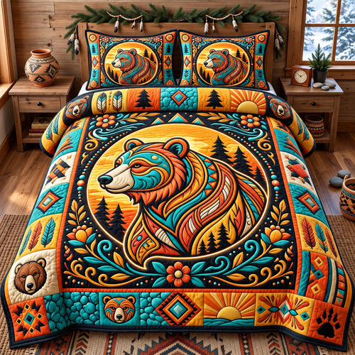 Native Bear 3-Piece Quilted Bedding Set GFTONMU3258