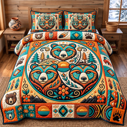 Native Bear 3-Piece Quilted Bedding Set GFTONMU3259