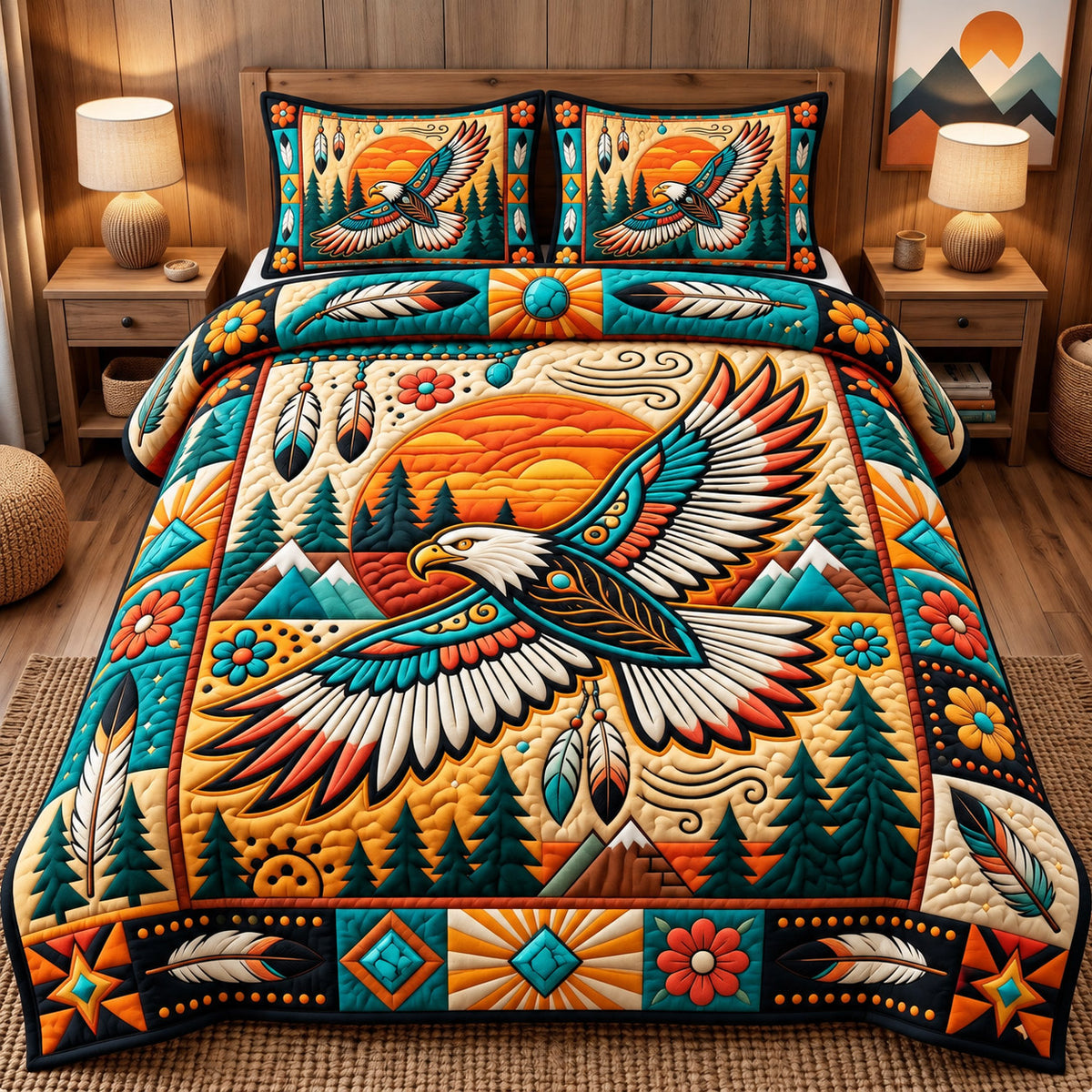 Eagle Spirit 3-Piece Quilted Bedding Set GFTONMU3263