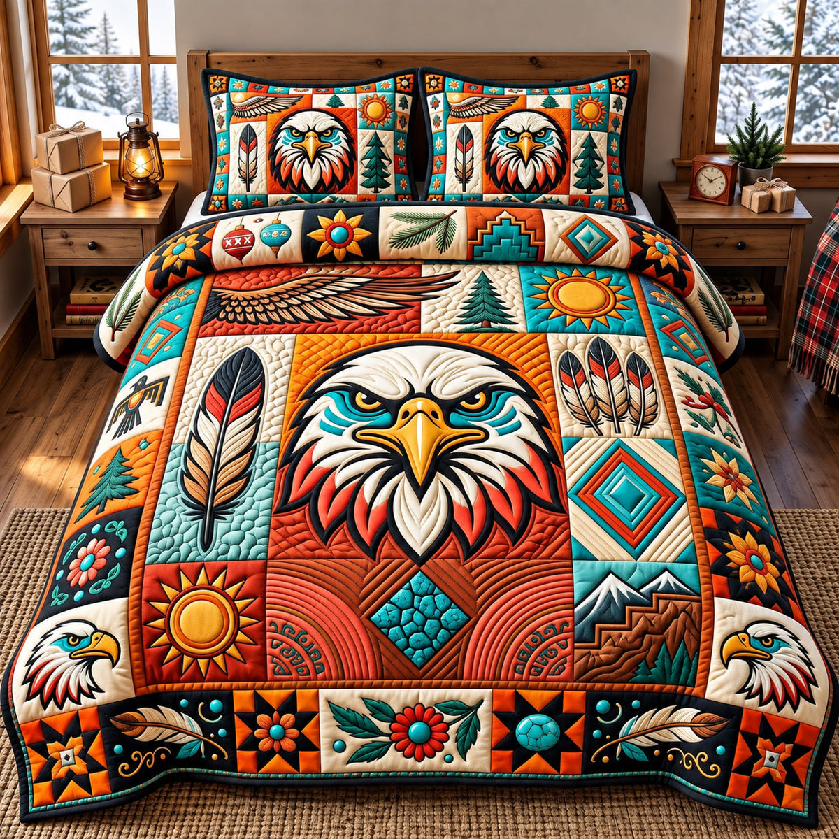 Eagle Spirit 3-Piece Quilted Bedding Set GFTONMU3265