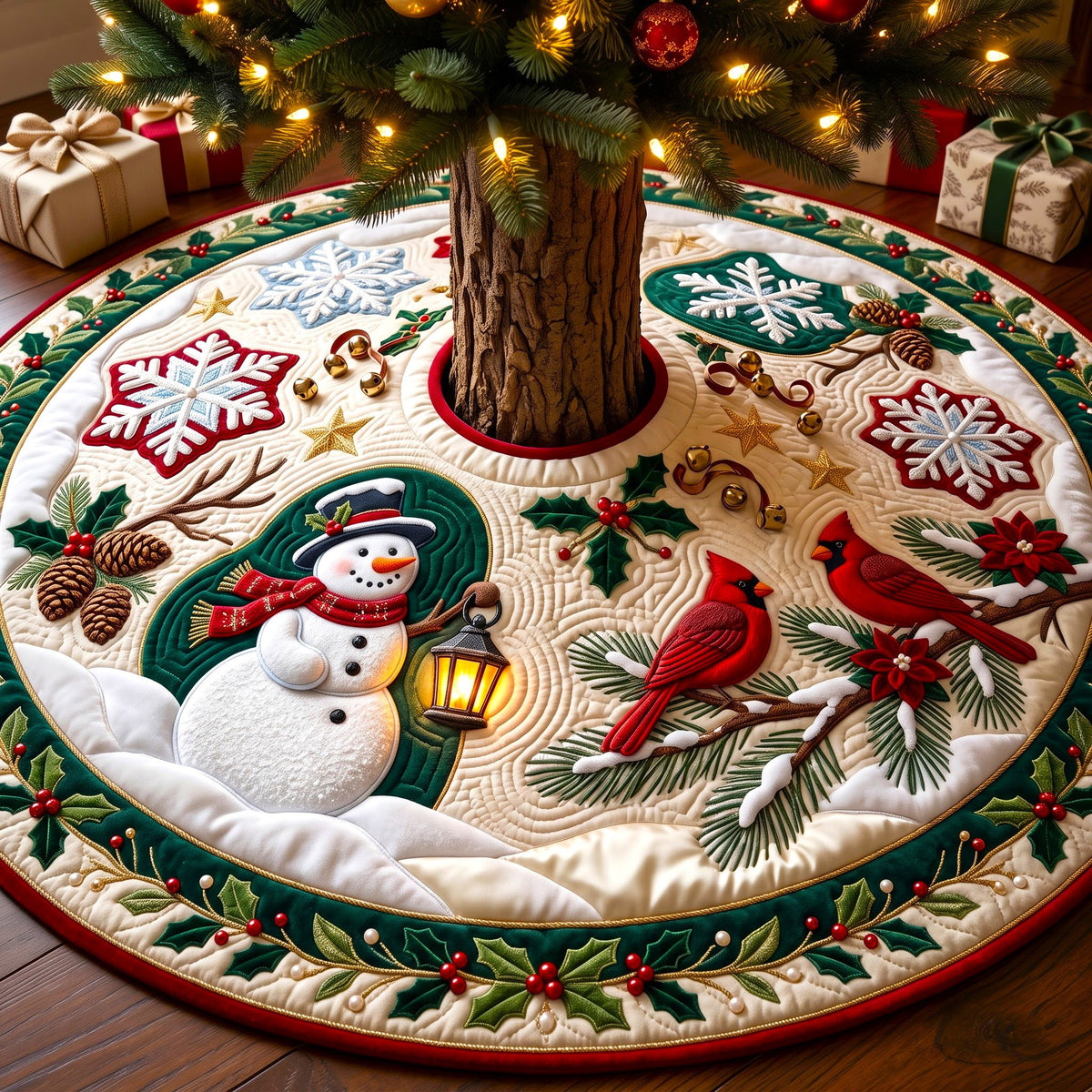 Christmas Snowman Quilted Tree Skirt GFTONMU3269