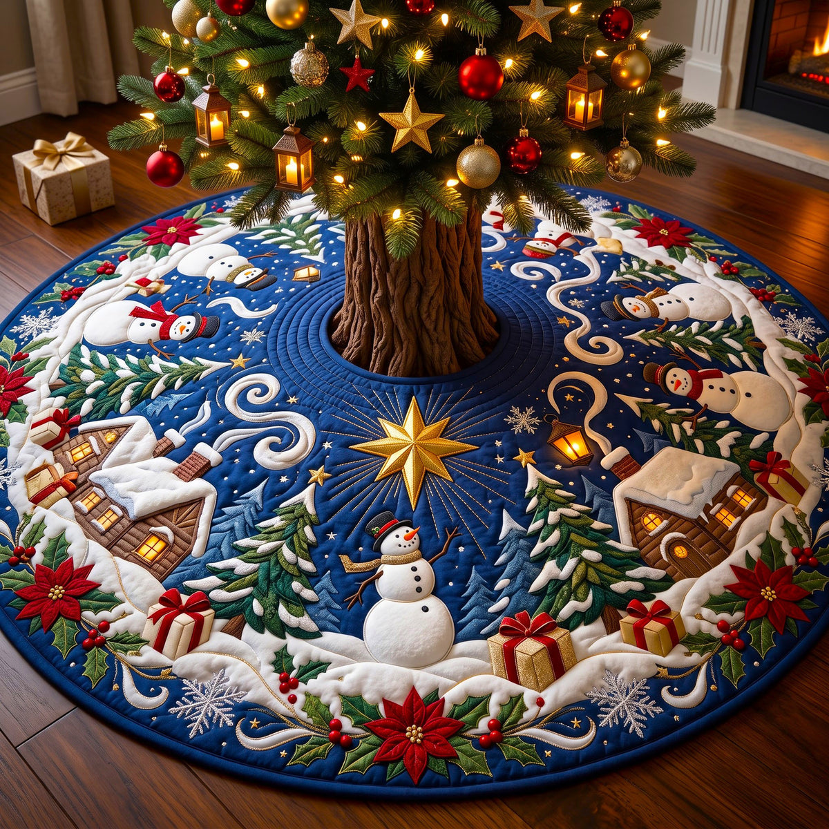 Christmas Snowman Quilted Tree Skirt GFTONMU3271